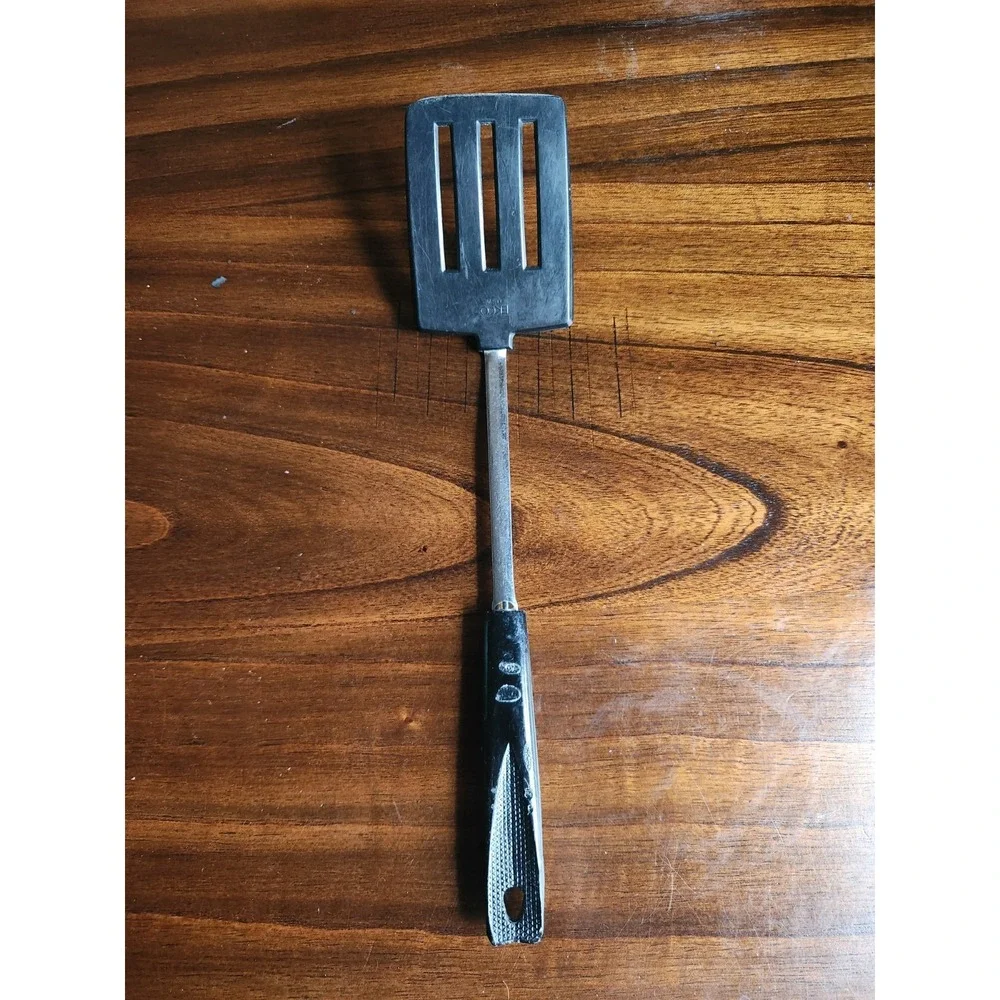Vintage EKCO Black Nylon & Stainless Steel Slotted Spatula Turner